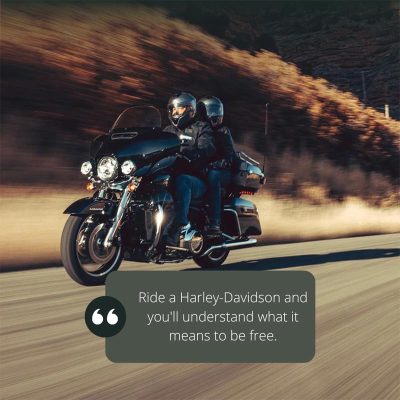 Ride a Harley-Davidson, and you'll understand what it means to be free.
